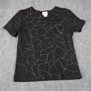 Bentley Sparkle Embellished‎ Top Geometric Print Short Sleeve - Medium